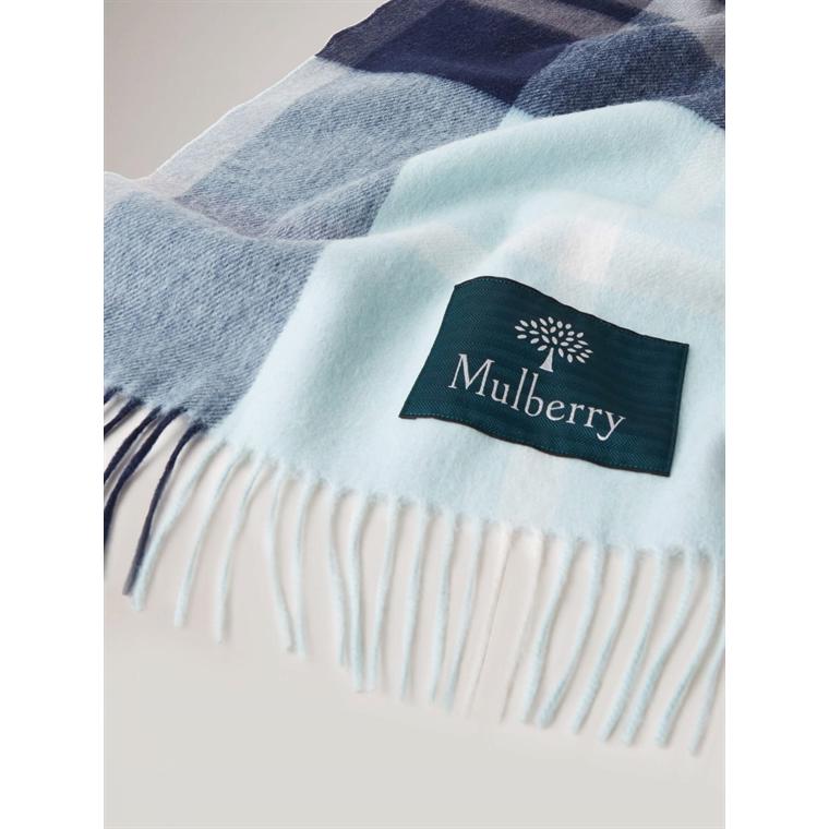 Mulberry Small Check Merino Wool Scarf Acrylic Green